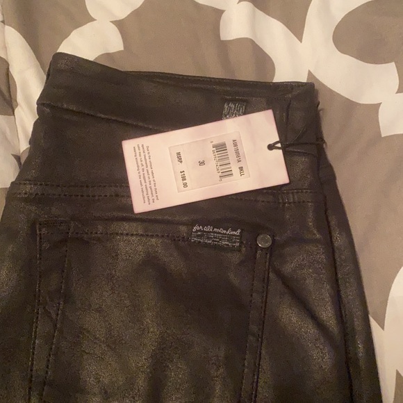 7 For All Mankind Coated Black Skinny Jeans - Size 30 - Picture 2 of 5